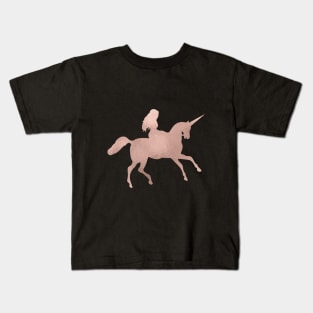 Rose gold unicorn Kids T-Shirt